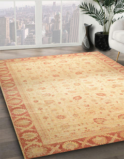 Abstract Mustard Yellow Modern Rug in Family Room, abs24