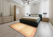 Abstract Mustard Yellow Modern Rug in a Bedroom, abs24