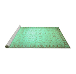 Sideview of Machine Washable Abstract Turquoise Modern Area Rugs, wshabs24turq
