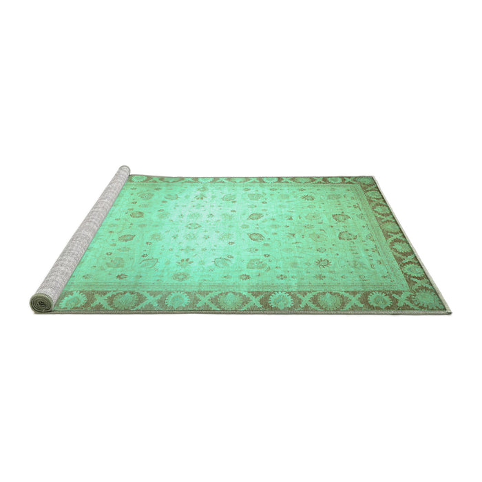 Sideview of Machine Washable Abstract Turquoise Modern Area Rugs, wshabs24turq
