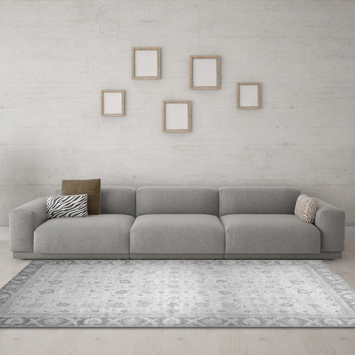 Machine Washable Abstract Gray Modern Rug in a Living Room,, wshabs24gry