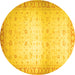 Round Abstract Yellow Modern Rug, abs24yw