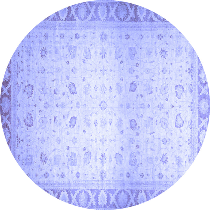 Round Machine Washable Abstract Blue Modern Rug, wshabs24blu