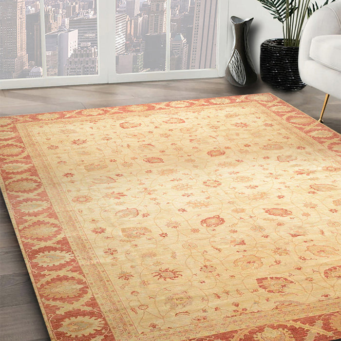 Abstract Mustard Yellow Modern Rug in Family Room, abs24