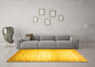 Machine Washable Abstract Yellow Modern Rug in a Living Room, wshabs24yw