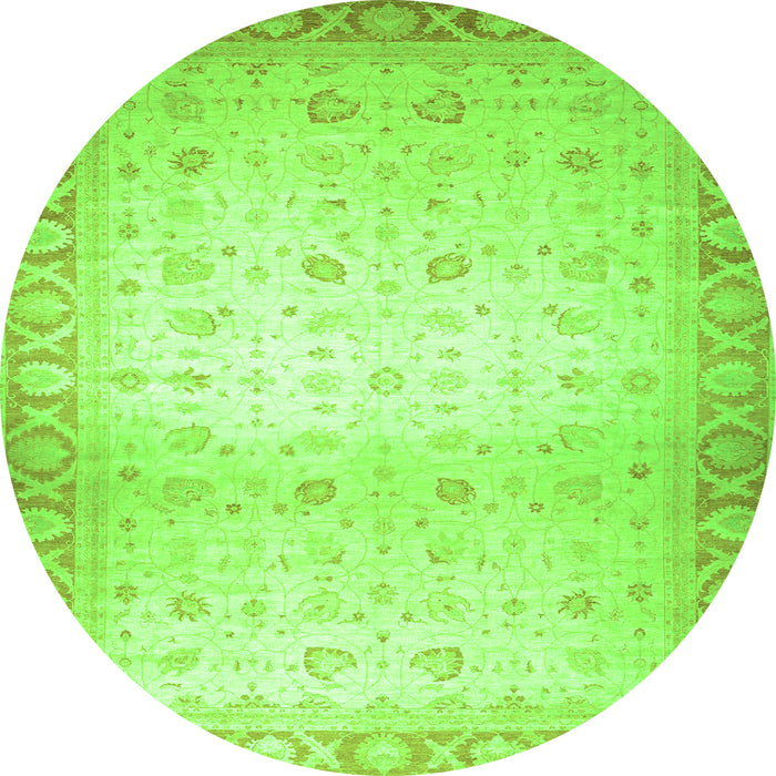Round Abstract Green Modern Rug, abs24grn