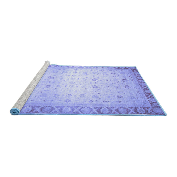 Sideview of Machine Washable Abstract Blue Modern Rug, wshabs24blu