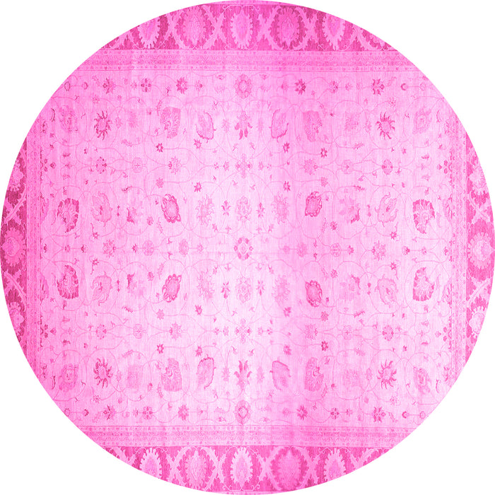 Round Abstract Pink Modern Rug, abs24pnk