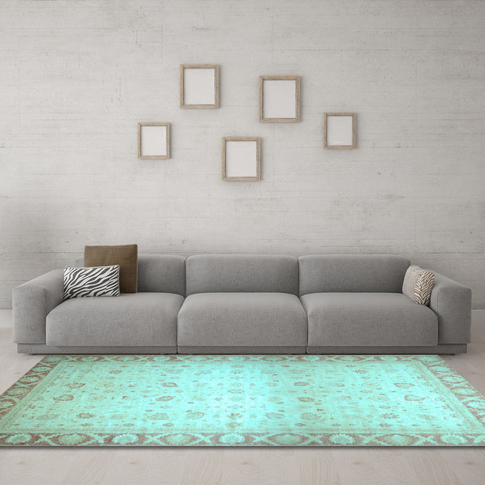 Machine Washable Abstract Light Blue Modern Rug in a Living Room, wshabs24lblu
