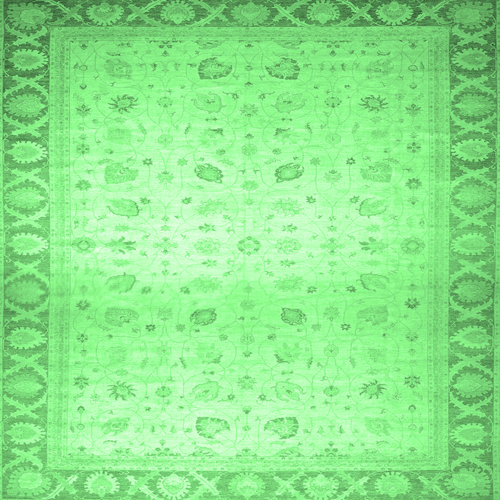 Square Abstract Emerald Green Modern Rug, abs24emgrn