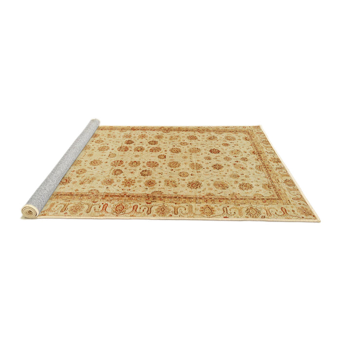 Sideview of Machine Washable Abstract Mustard Yellow Rug, wshabs25