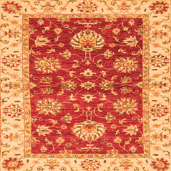 Square Machine Washable Oriental Orange Traditional Area Rugs, wshabs2500org