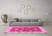 Machine Washable Oriental Pink Traditional Rug, wshabs2500pnk