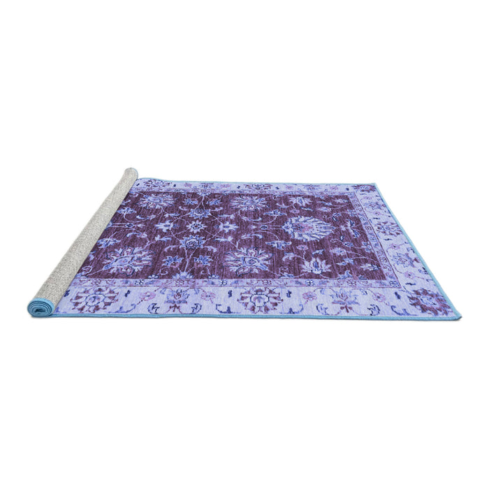 Sideview of Machine Washable Oriental Blue Traditional Rug, wshabs2500blu