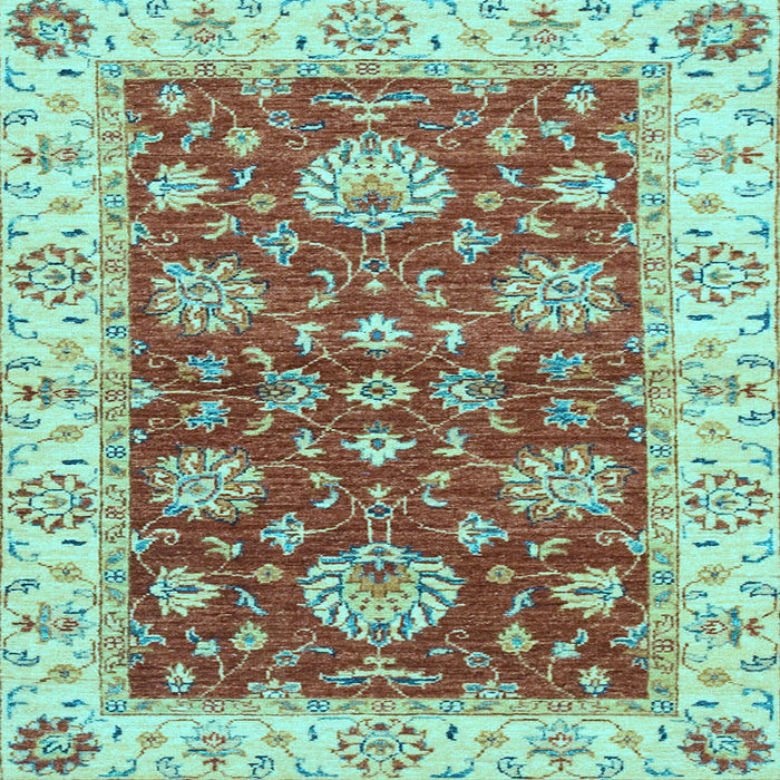 Square Machine Washable Oriental Light Blue Traditional Rug, wshabs2500lblu