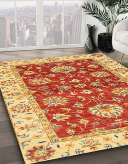 Abstract Red Oriental Rug in Family Room, abs2500