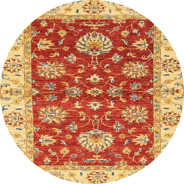 Round Abstract Red Oriental Rug, abs2500
