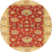 Round Abstract Red Oriental Rug, abs2500