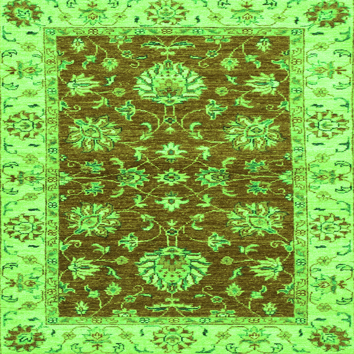 Square Machine Washable Oriental Green Traditional Area Rugs, wshabs2500grn
