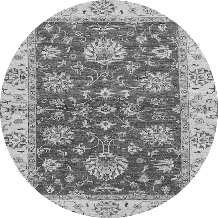 Round Machine Washable Oriental Gray Traditional Rug, wshabs2500gry