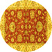 Round Oriental Yellow Traditional Rug, abs2500yw