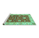 Sideview of Machine Washable Oriental Turquoise Traditional Area Rugs, wshabs2500turq