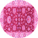 Round Oriental Pink Traditional Rug, abs2500pnk