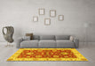 Machine Washable Oriental Yellow Traditional Rug in a Living Room, wshabs2500yw