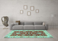 Machine Washable Oriental Light Blue Traditional Rug, wshabs2500lblu