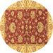 Round Oriental Brown Traditional Rug, abs2500brn