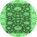 Round Oriental Emerald Green Traditional Rug, abs2500emgrn