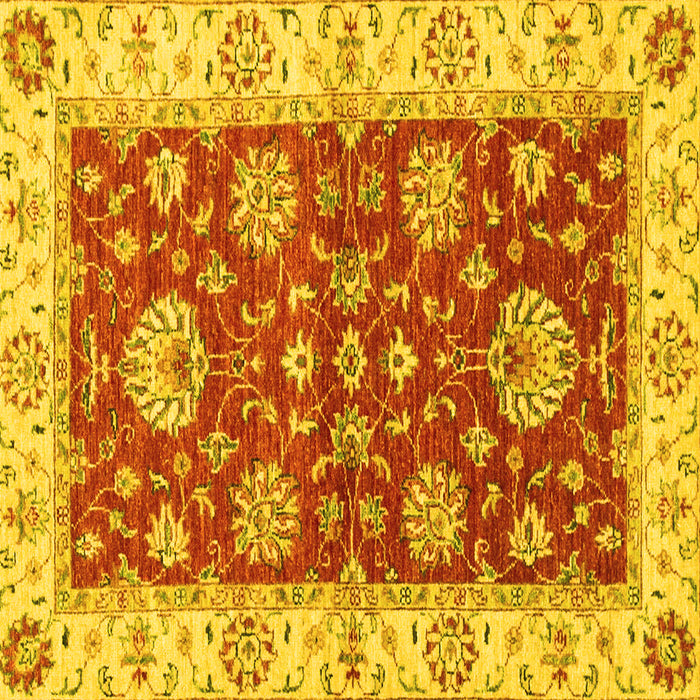Square Oriental Yellow Traditional Rug, abs2500yw