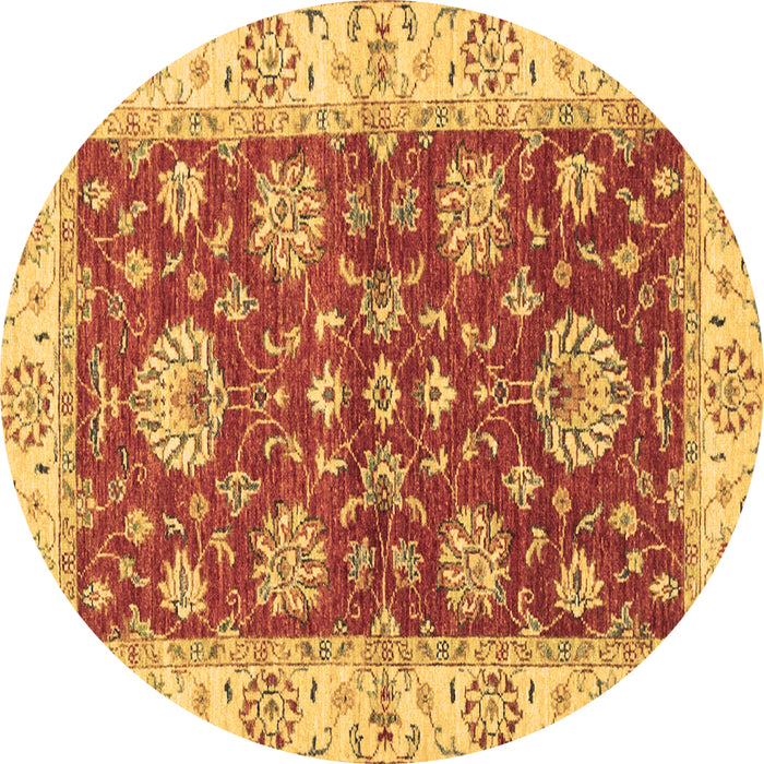 Round Machine Washable Oriental Brown Traditional Rug, wshabs2500brn