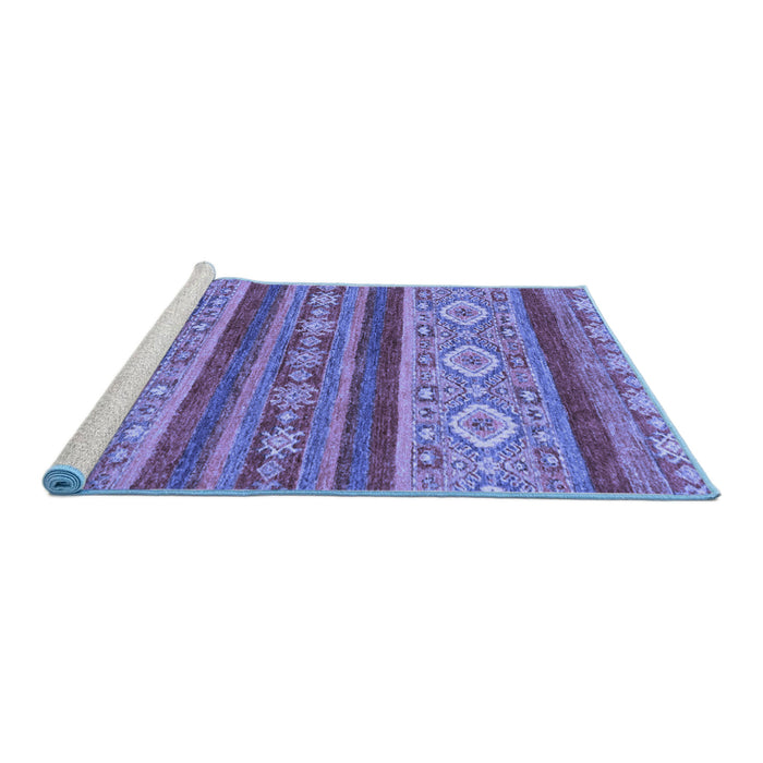 Sideview of Machine Washable Abstract Blue Modern Rug, wshabs2501blu