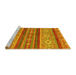 Sideview of Machine Washable Abstract Yellow Modern Rug, wshabs2501yw