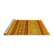 Sideview of Machine Washable Abstract Yellow Modern Rug, wshabs2501yw