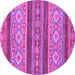 Round Machine Washable Abstract Purple Modern Area Rugs, wshabs2501pur