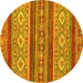 Round Abstract Yellow Modern Rug, abs2501yw