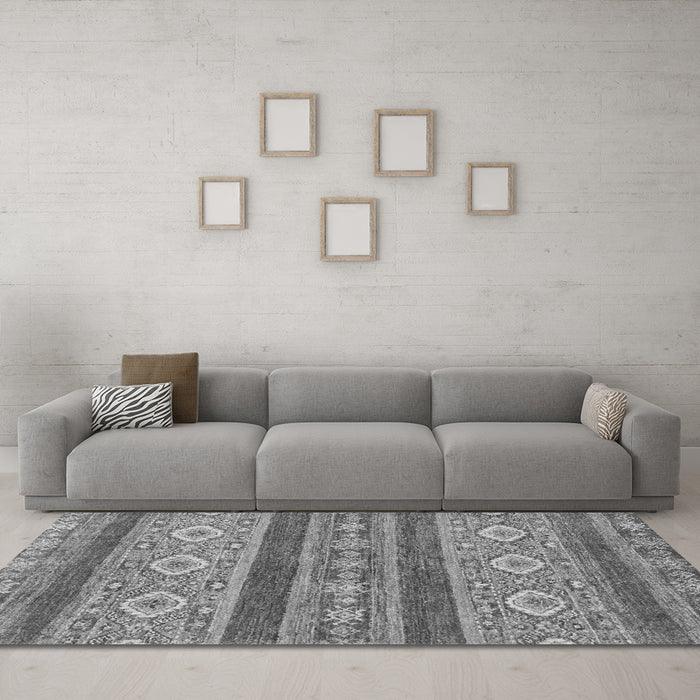 Machine Washable Abstract Gray Modern Rug in a Living Room,, wshabs2501gry