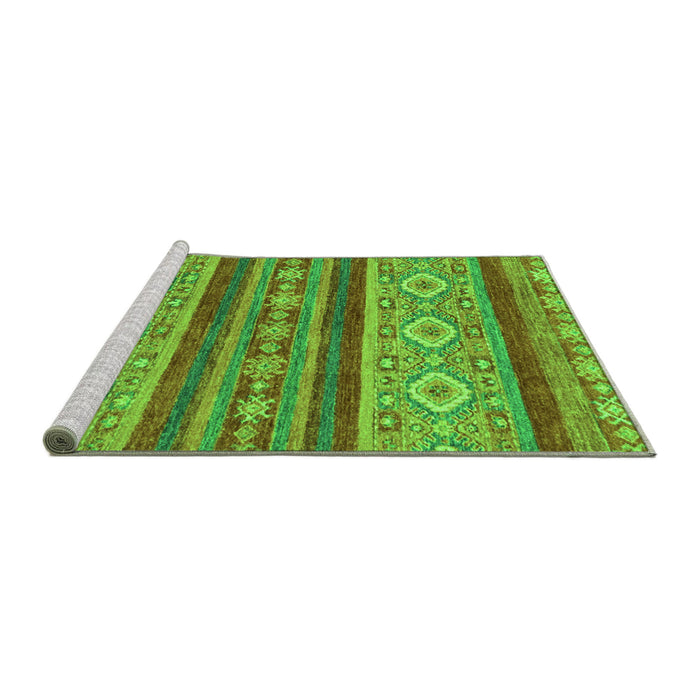 Sideview of Machine Washable Abstract Green Modern Area Rugs, wshabs2501grn