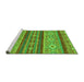 Sideview of Machine Washable Abstract Green Modern Area Rugs, wshabs2501grn