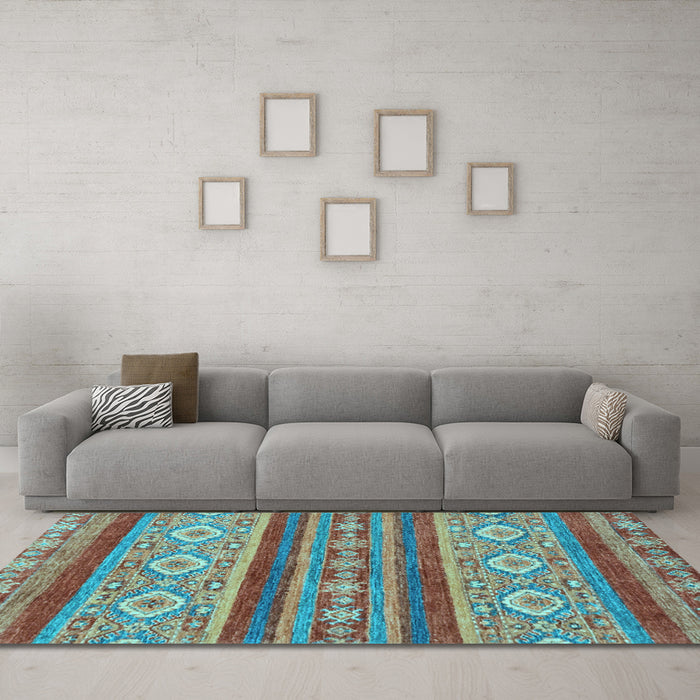 Machine Washable Abstract Light Blue Modern Rug in a Living Room, wshabs2501lblu