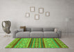 Machine Washable Abstract Green Modern Area Rugs in a Living Room,, wshabs2501grn