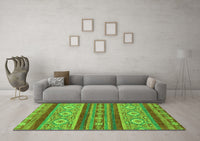 Machine Washable Abstract Green Modern Rug, wshabs2501grn