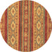 Round Machine Washable Abstract Brown Modern Rug, wshabs2501brn