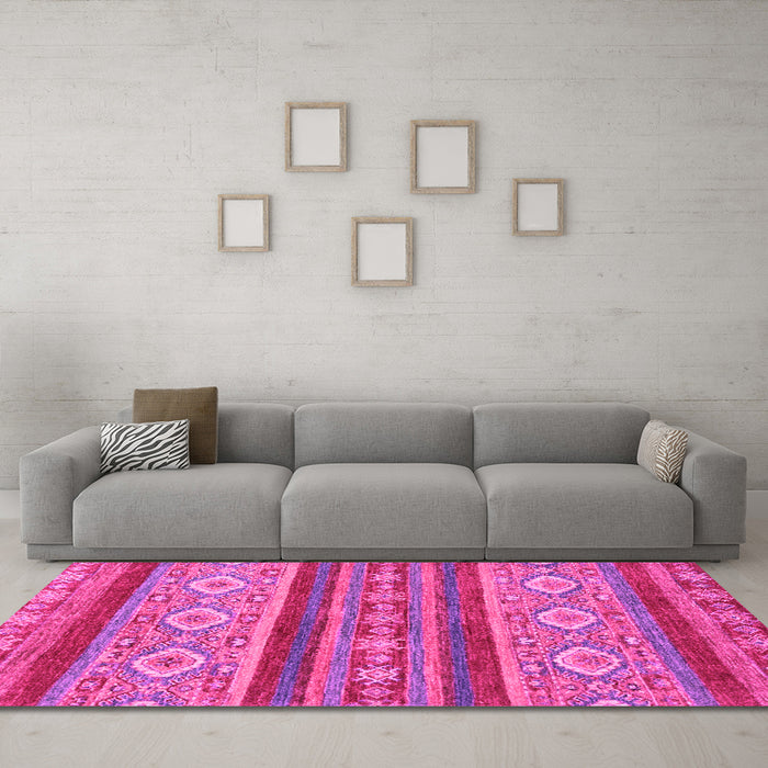 Machine Washable Abstract Pink Modern Rug in a Living Room, wshabs2501pnk
