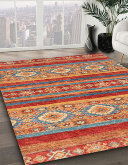 Machine Washable Abstract Fire Red Rug in a Family Room, wshabs2501