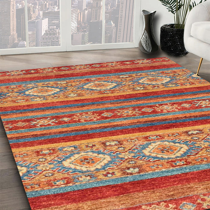 Machine Washable Abstract Fire Red Rug in a Family Room, wshabs2501