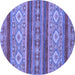 Round Machine Washable Abstract Blue Modern Rug, wshabs2501blu