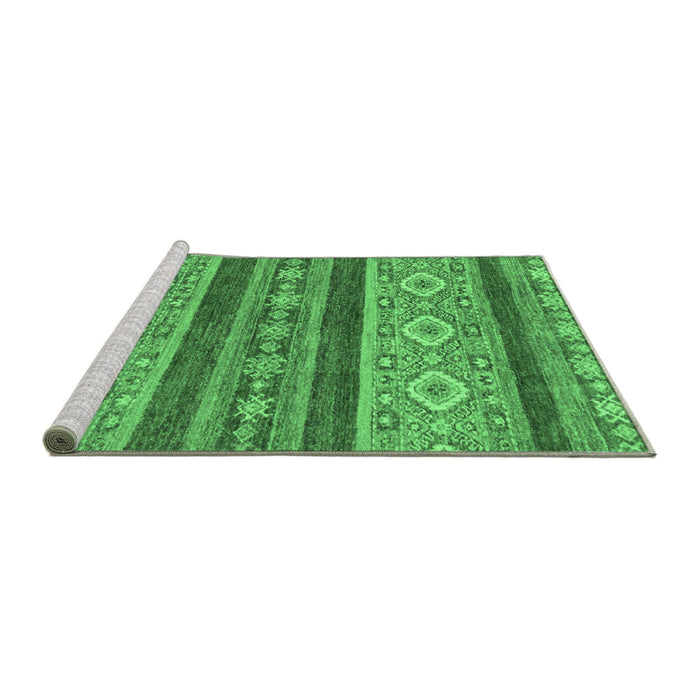 Sideview of Machine Washable Abstract Emerald Green Modern Area Rugs, wshabs2501emgrn